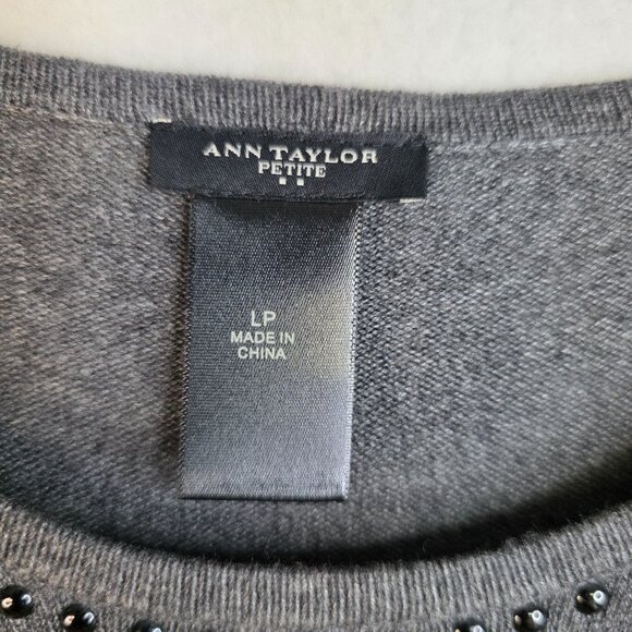Ann Taylor Petite Large Gray Embellished Sweater Dress Long Sleeve Holiday Party - Picture 4 of 8